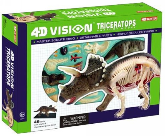 4D MASTER 益智儿童玩具动物模型恐龙三角龙解剖拼装模型骨架教学