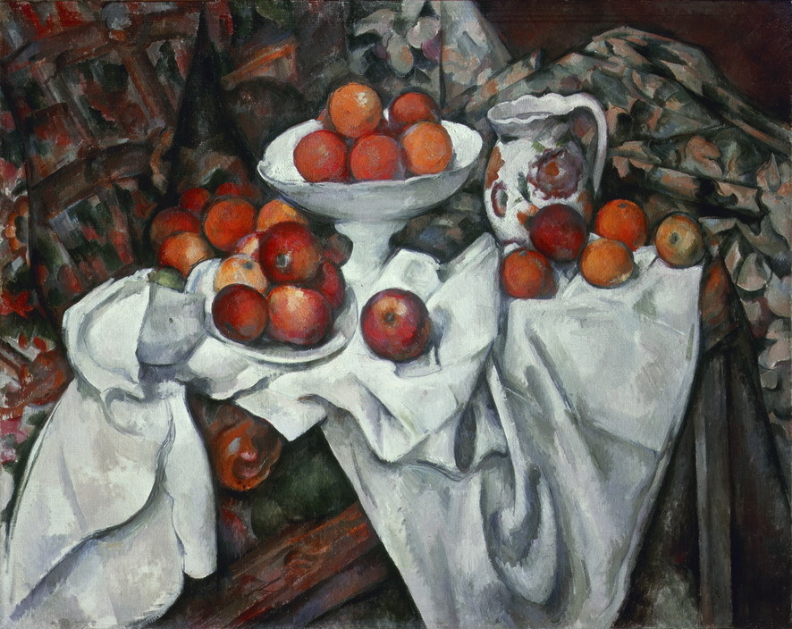 油画 客厅装饰画 壁画 欧式油画 塞尚 苹果和橙的静物 50*63cm
