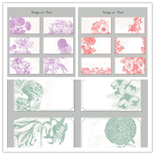 矢量设计素材 复古手绘花朵元素线稿卡片模板 EPS格式源文件