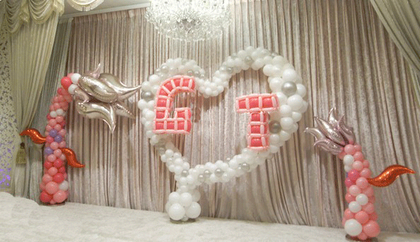 深圳广州气球七夕情人节气球布置，婚宴舞台布置气球装饰造型