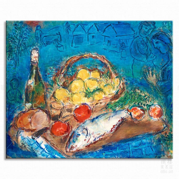 野餐 Marc Chagall 夏加尔装饰画北欧艺术法式餐厅酒店定制照片