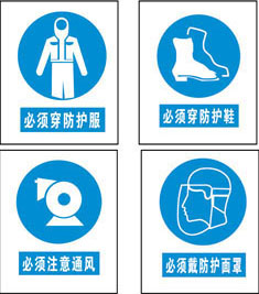 607海报印制展板218各种安全标志必须穿防护服鞋面罩注意通风