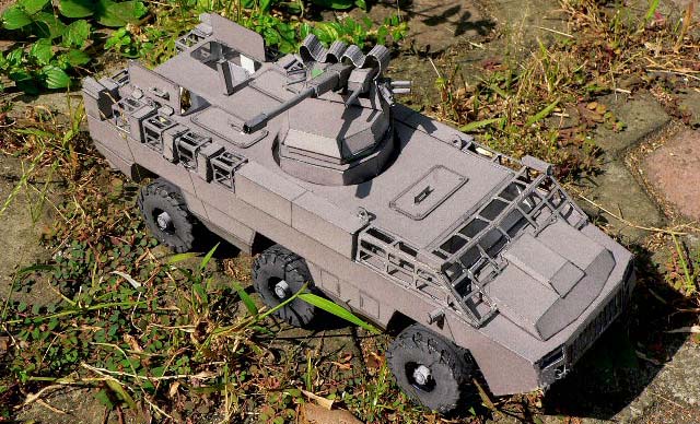 1:35比例南非mbombe战斗装甲车 3D立体纸模型手工制作DIY附说明