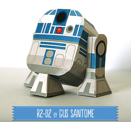星球大战机器人R2-D2简易人偶3D立体纸模型儿童手工劳动DIY非成品