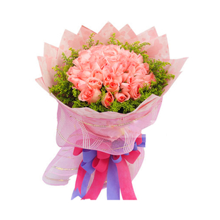 19朵粉玫瑰花 生日鲜花 上海花店 网络情人节 网上订花送花
