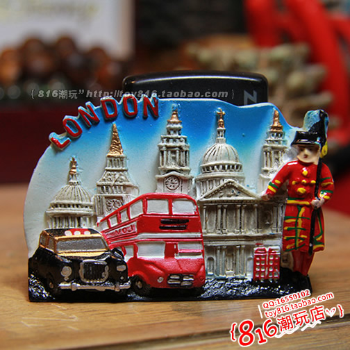 UK英国伦敦士兵 双层巴士英式老爷车圣保罗大教堂 冰箱贴旅游纪念