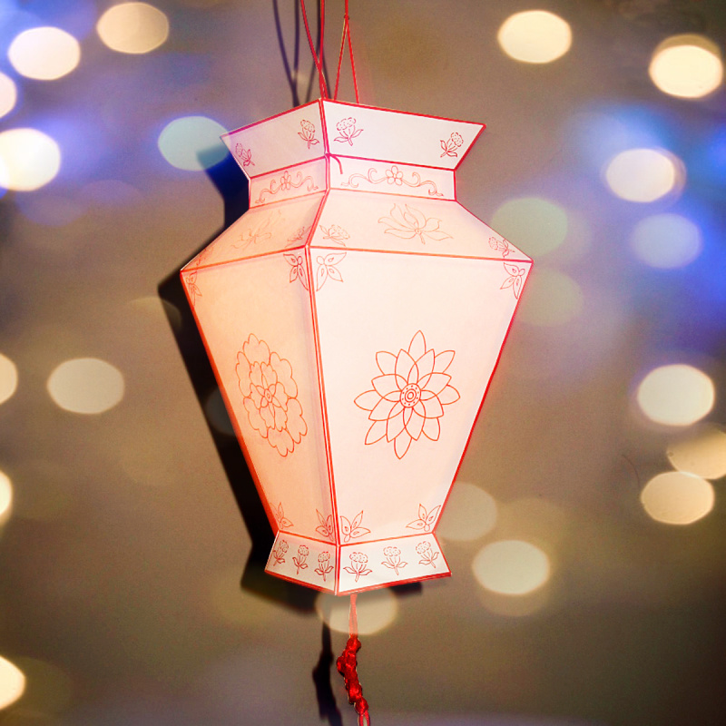 新年宝瓶纸灯笼diy手工制作材料 幼儿童创意简单自制发光手提花