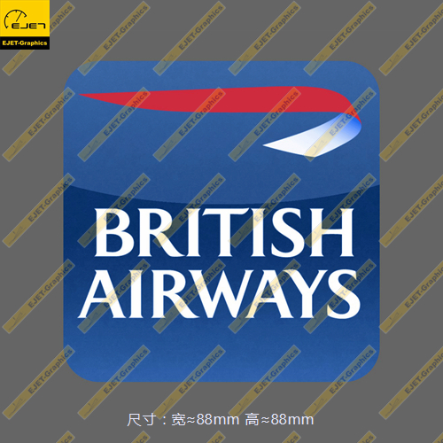 英国航空方形标志徽章防水个性笔记本贴汽车贴行李箱贴X
