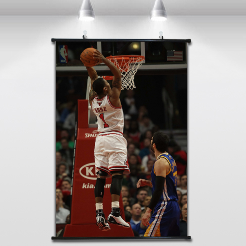 篮球NBA公牛队罗斯扣篮霸气卧室装饰画海报布料书房挂画有框壁画