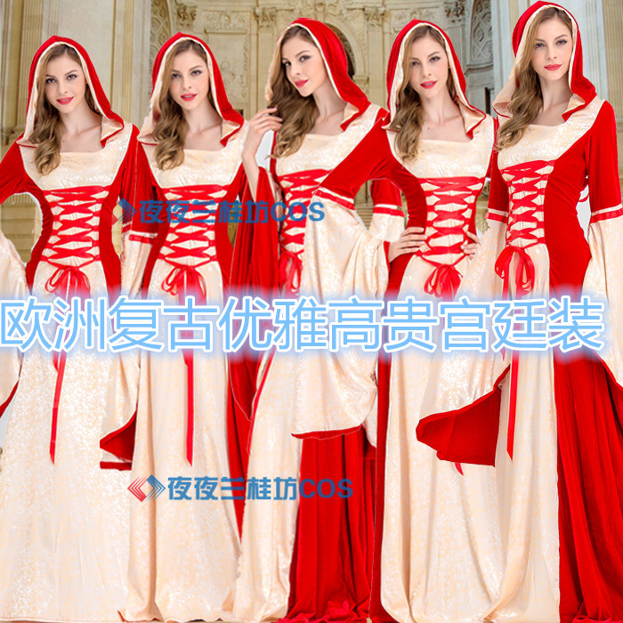 万圣节表演服欧洲皇室公主服装复古宫廷女王礼服洋装写真连衣裙