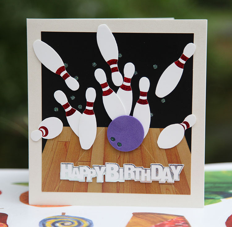 Birthday card手工賀卡對折3D生日卡保齡球生日卡配彩色信封10618