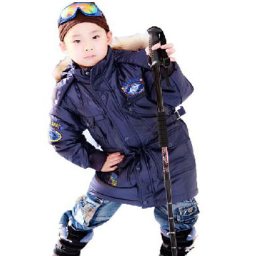 吻童品牌男童羽绒服滑雪服儿童加厚面料男童冬装白鸭绒中长款保暖