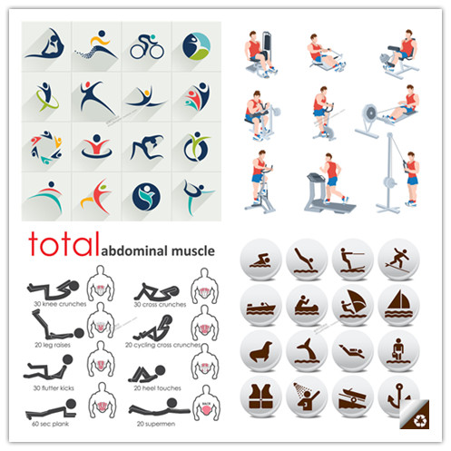 A0837矢量运动健身LOGO图标人物icons AI设计素材