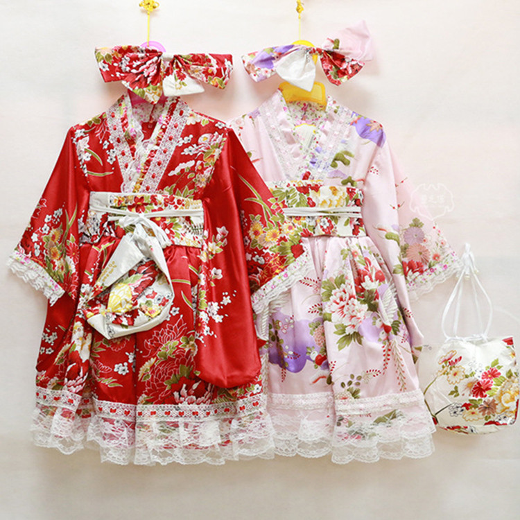 春秋儿童和服女童舞蹈日本樱花服儿童节民族演出庆生礼服蕾丝套裙