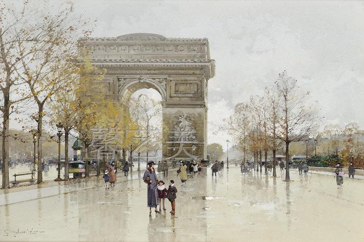 欧式风格装饰画无框画喷绘 画芯 巴黎街景欧洲风景油画1688
