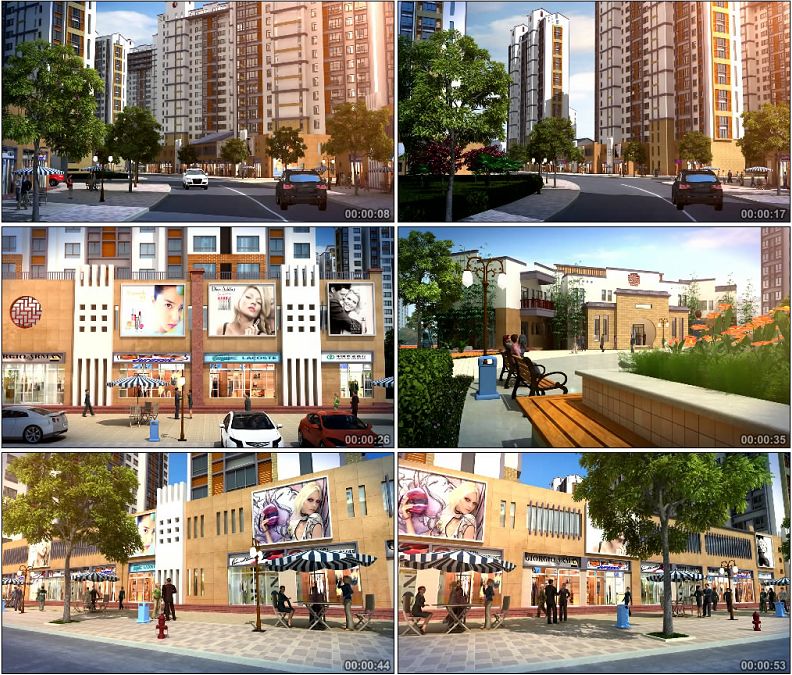 高清建筑漫游建筑动画城市小区商圈商铺视频素材