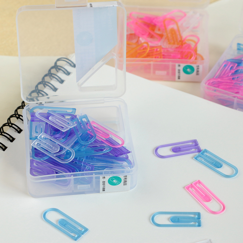 巨门韩版 盒装彩色回形针塑料创意回纹针60枚曲别针学生办公文具