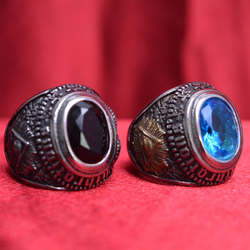 不锈钢指环复古做旧两色可选镶锆石手饰古风饰品316L钢钛钢戒指