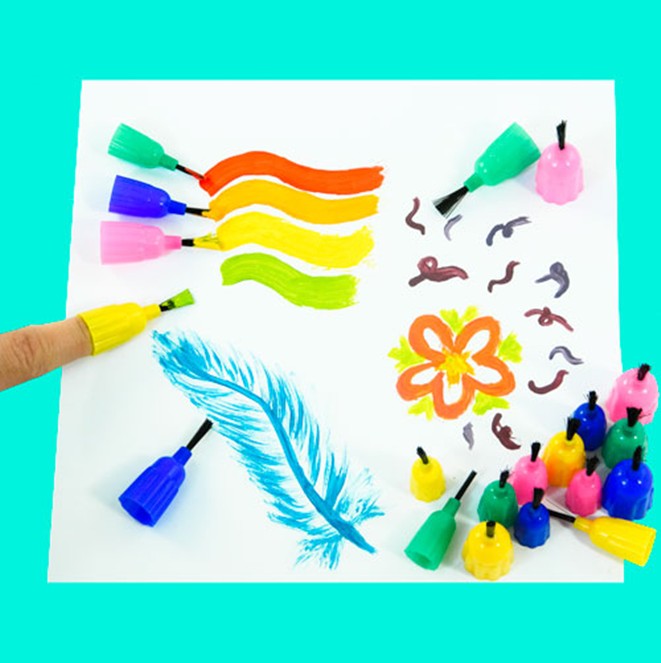 彩色手指刷幼儿园美术材料画画工具儿童涂鸦刷 创意绘画刷子