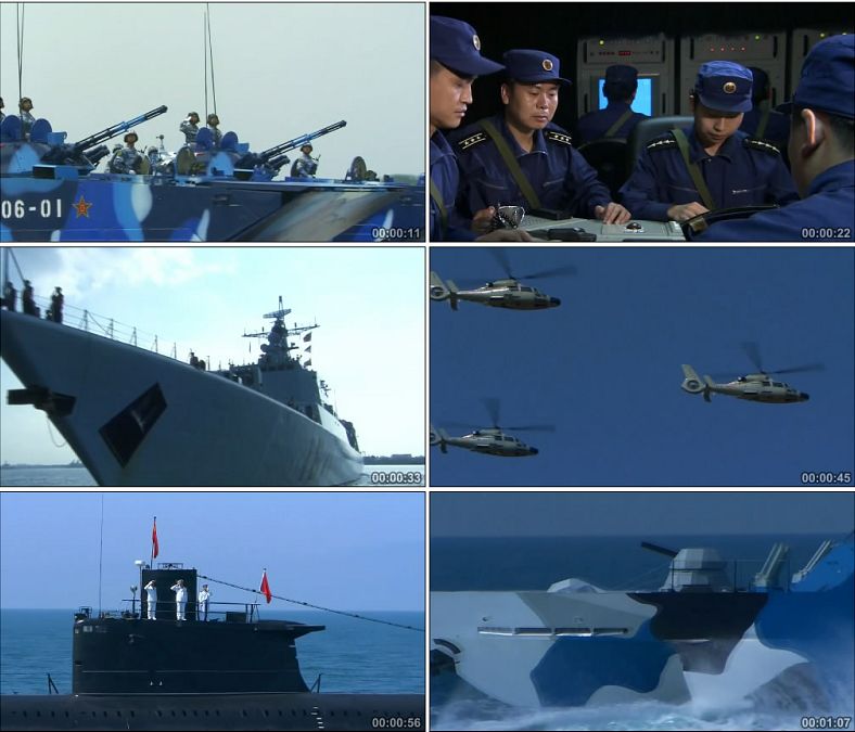 中国海军阅兵方队核潜艇军舰信息化指挥军事演习高清实拍视频素材