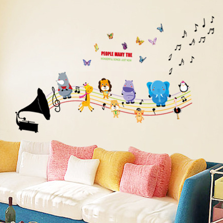 卡通音符儿童房幼儿园音乐教室背景布置贴画玻璃装饰品墙贴纸钢琴
