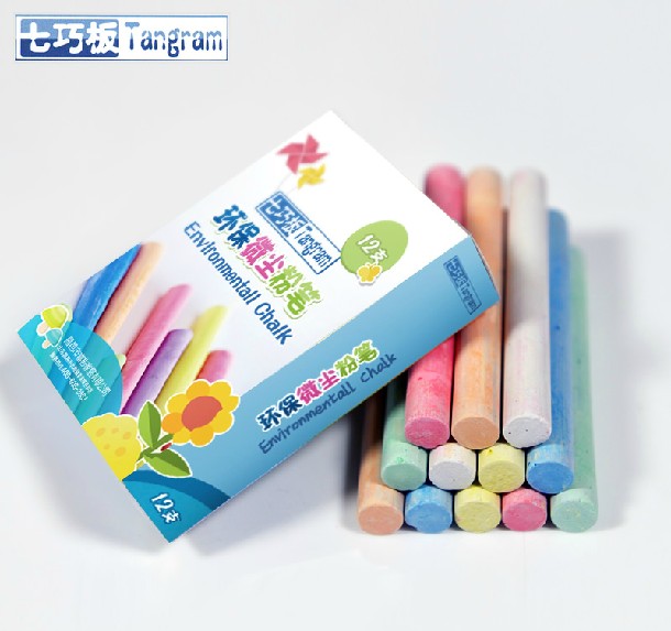 【15盒包邮】七巧板彩色环保粉笔配儿童画板粉笔 微尘粉笔 环保
