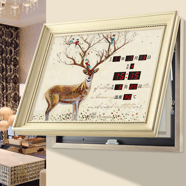 盖遮电表箱的装饰品壁画个性创意楼房家庭配电变万年历电子钟日历