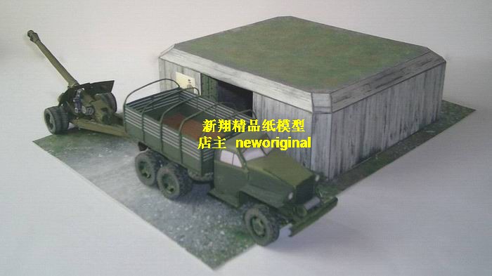 大型防御碉堡钢筋混凝土工事军事自行火炮卡车拖车建筑场景模型