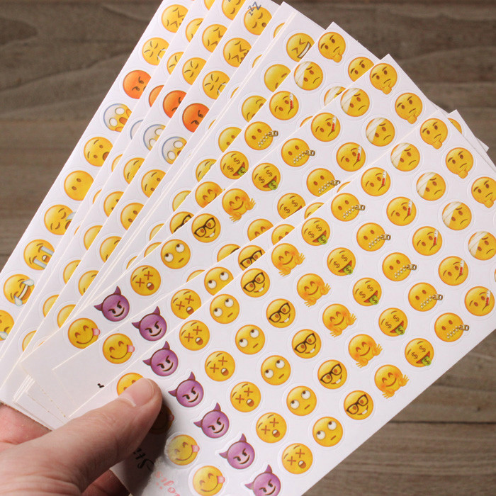 12张 Emoji苹果表情贴纸 横版翻白眼迷你表情 diy手工影集配件