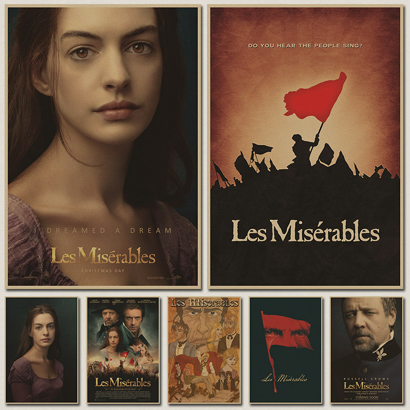 悲惨世界Les Misérables 奥斯卡 复古牛皮纸电影海报 装饰贴挂画