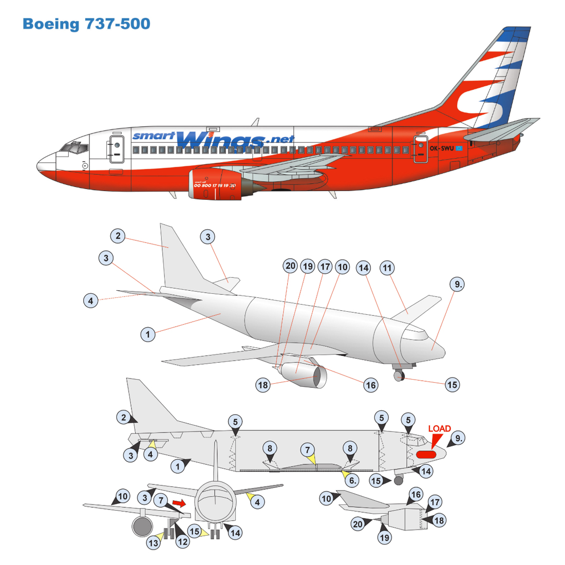 [777纸模型] 1:87 1:72 1:64 波音737-500 客机模型