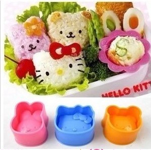 新品helloKITTY小兔+小熊+小猫饭团寿司模具 一套3个 亲子模型diy