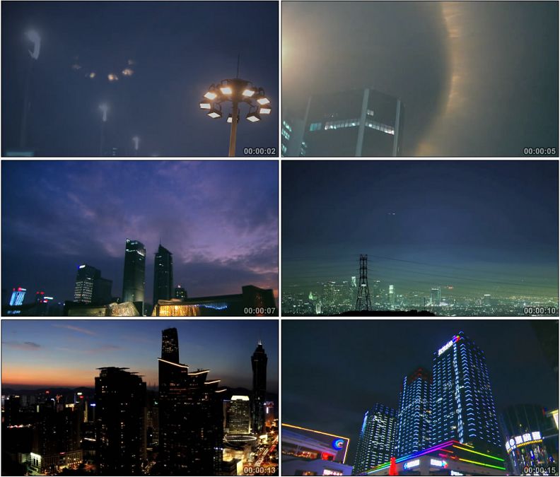 路灯霓虹城市灯光夜景高清实拍视频素材