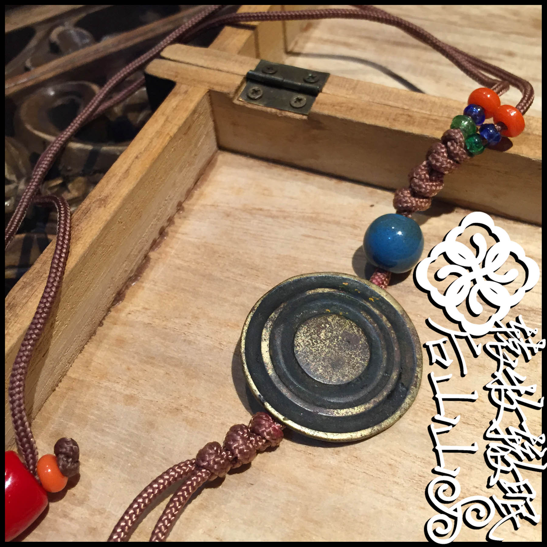 真正汉代老铜镜 民国手工琉璃珠 原创手工项链挂件 收藏之作