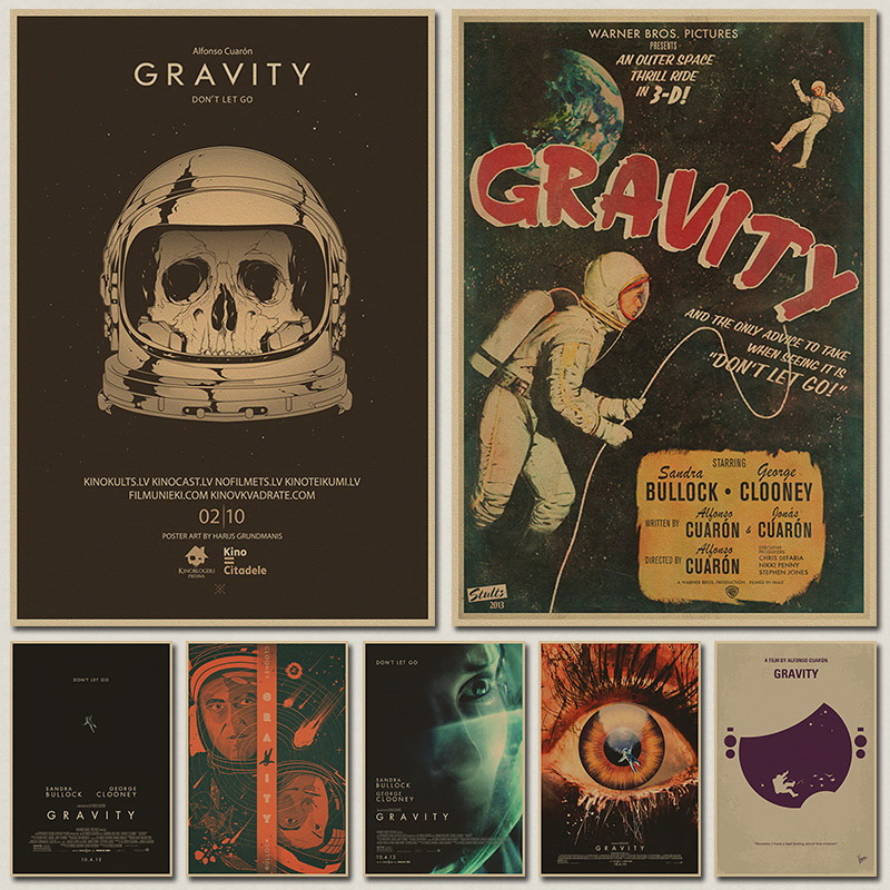 地心引力Gravity 奥斯卡 复古牛皮纸电影海报 装饰贴挂画芯墙壁纸