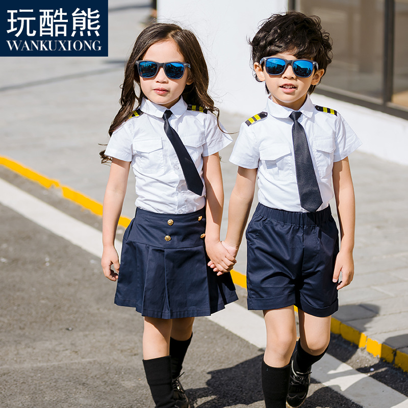 儿童校服套装海军服演出服班服幼儿园园服夏装水手服空军短袖制服