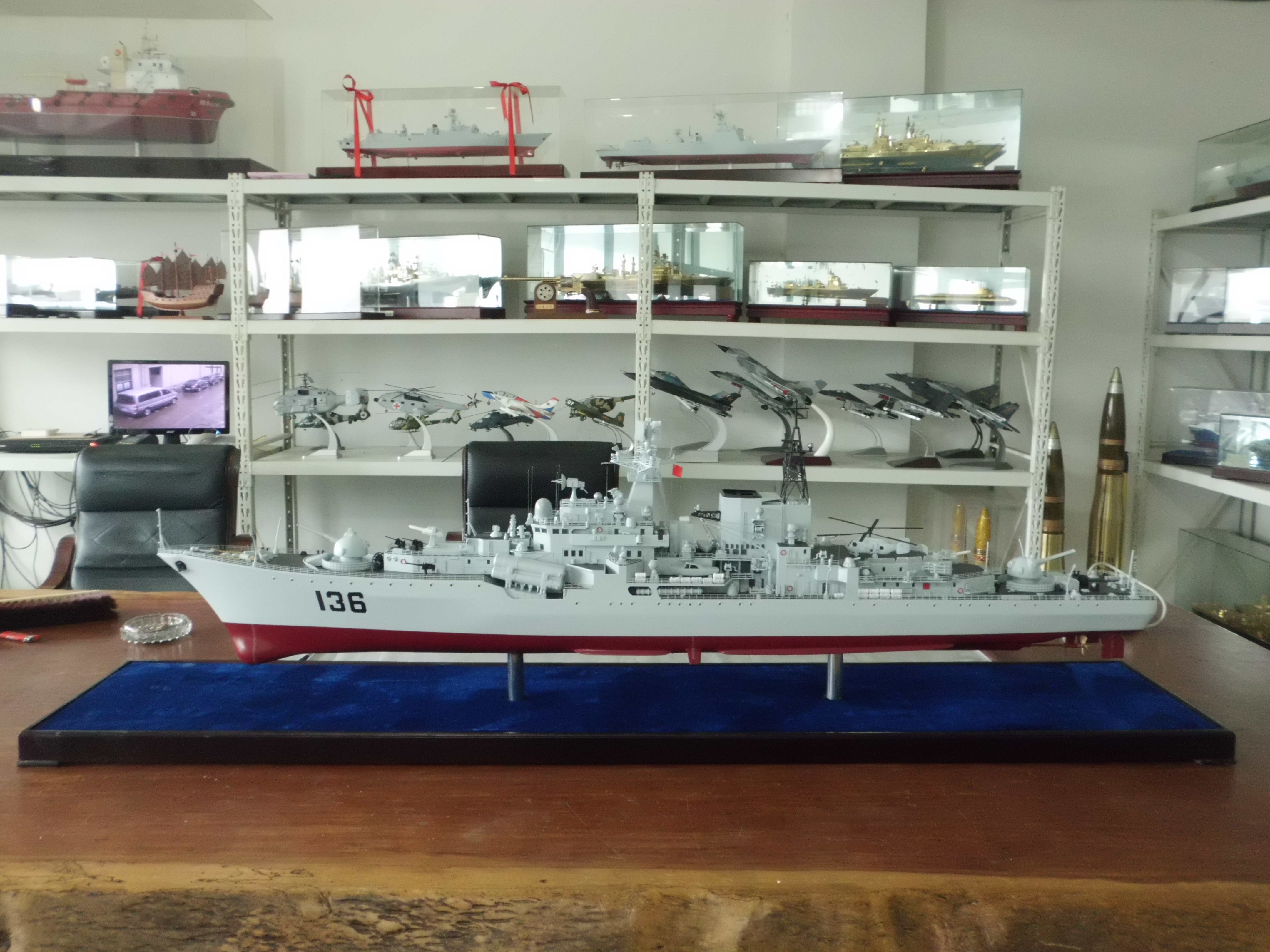 1:100 现代级导弹驱逐舰船模型军事模型战舰仿真玻璃钢136杭州号