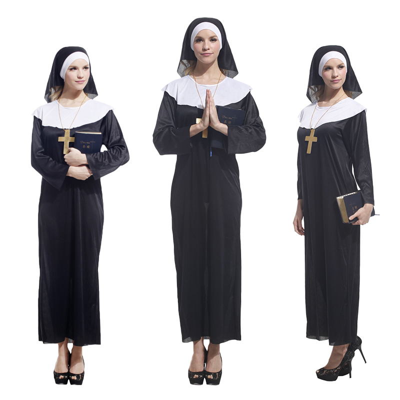万圣节化妆舞会cos成人女修女表演服装教会聚会服装祷告服
