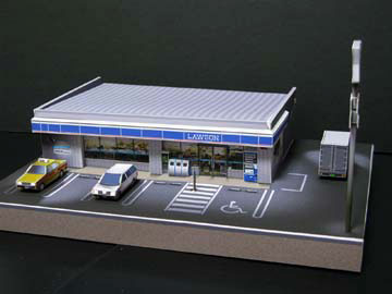 [777纸模型] 深夜的便利店 日本LAWSON超市商店 1:64建筑场景模型