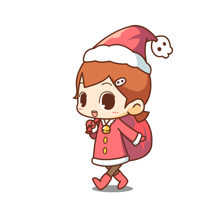 卡通扮圣诞老人的女孩侧面走路人物动作手绘逐帧动画源文件flash