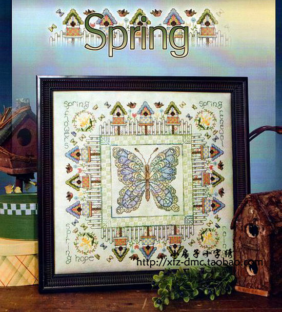 小房子十字绣 正品法国DMC套件-春天的蝴蝶 杂志简约昆虫挂画摆件