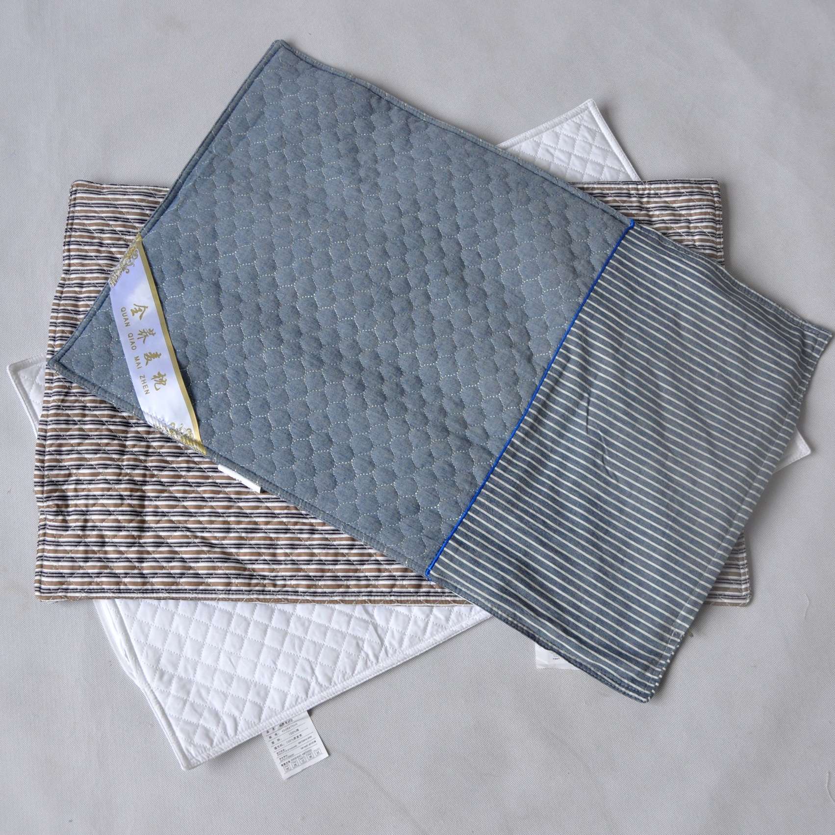 内定型加厚枕芯套枕头内胆套枕头皮自制DIY填装三层衍缝护颈蓝色