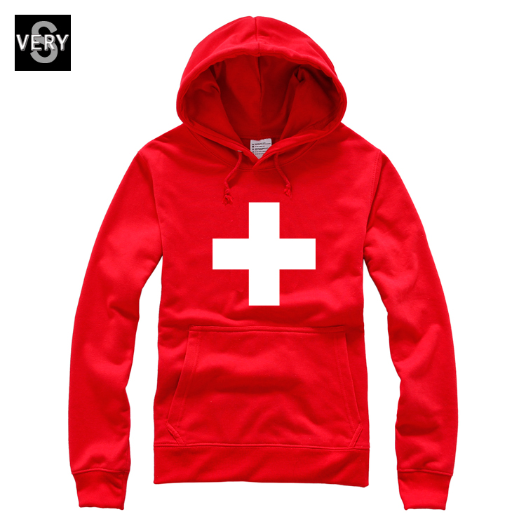 秋冬季上衣图案瑞士国旗衣服医院红十字架图案男女装外套卫衣帽衫