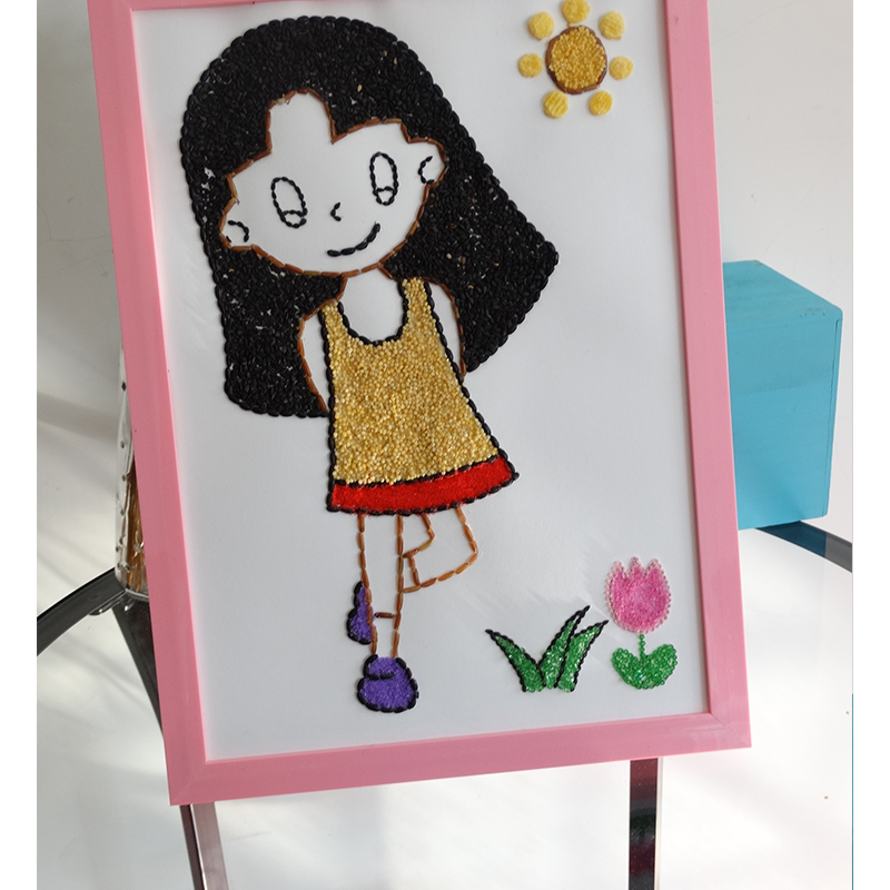 创意儿童礼物 五谷杂粮diy贴画 豆子做的画 新奇装饰画 半成品