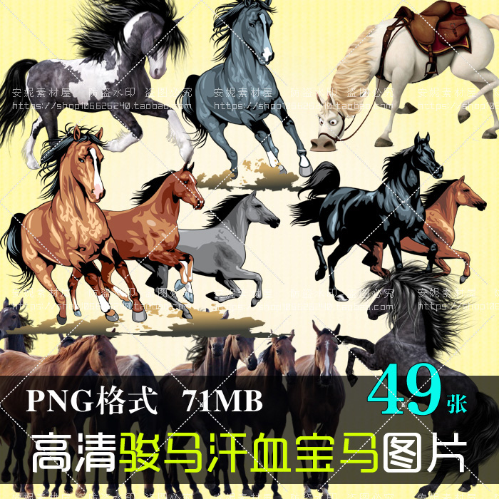 (J010)高清免抠PNG图片马匹骏马汗血宝马平面广告图文设计PS素材