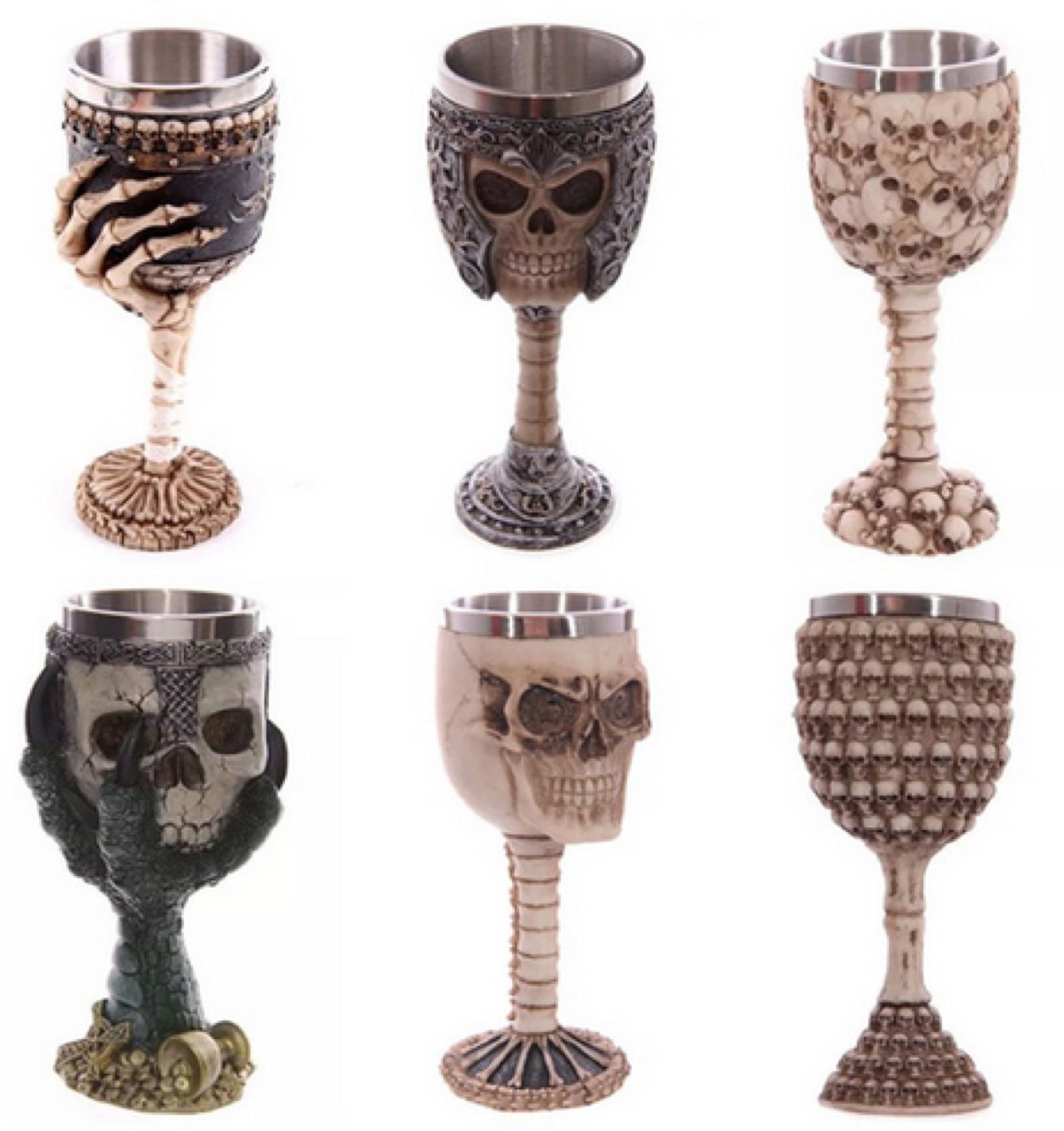 欧洲中世纪骷髅酒杯Skull goblet骷髅头立体红酒杯鬼头不锈钢
