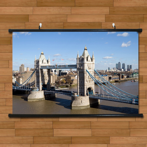 欧美风情英国大桥日丽风景海报挂画有框画泰晤士河唯美客厅装饰画