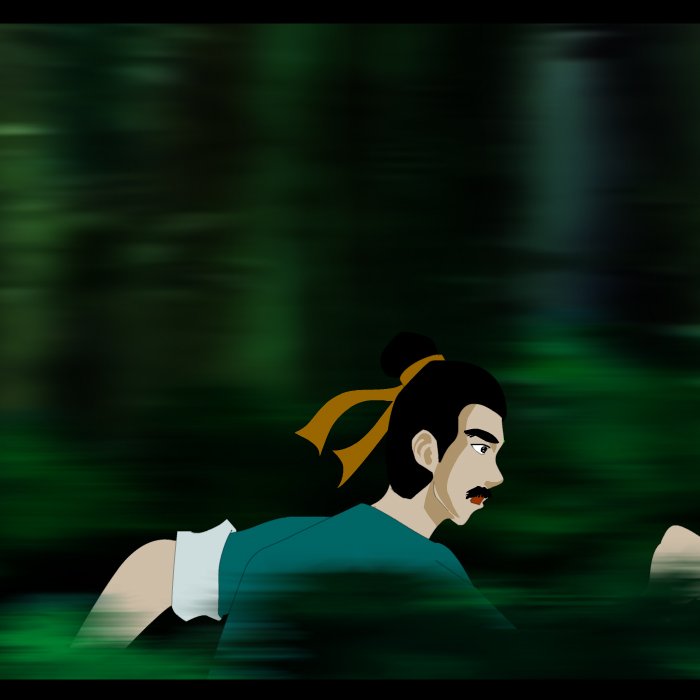 草丛中快速奔跑的古装男人侧面奔跑人物动作flash动画源文件