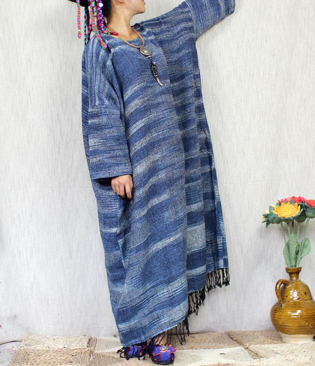泰国大码长裙袍子手织麻流浪宽松长袍 重磅手工设计款 文艺 多色