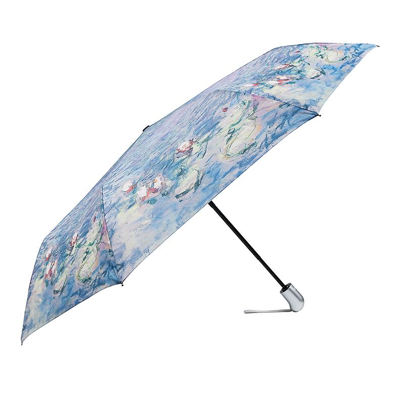 现货 欧洲旅游法国卢浮宫博物馆纪念品莫奈画作睡莲 折叠伞雨伞